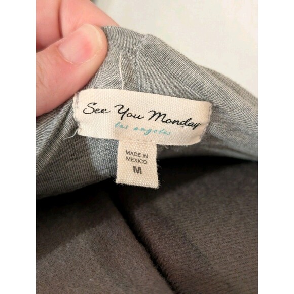 See You Monday Dress Womens M Grey Midi Sheath Bodycon Stretch Anthropologie - Picture 6 of 12